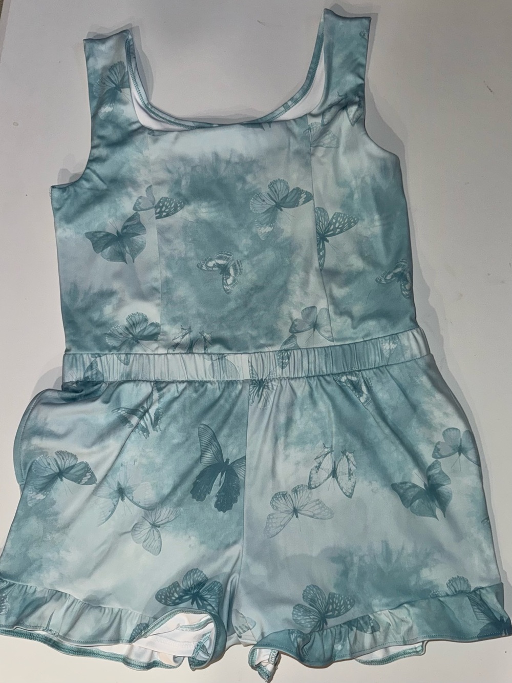 abercrombie kids Aqua Butterfly Print Tank Romper size 17/18